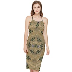 Wood Art With Beautiful Flowers And Leaves Mandala Bodycon Cross Back Summer Dress by pepitasart
