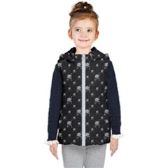 Grey And Black Alien Dancing Girls Drawing Pattern Kids  Hooded Puffer Vest by dflcprintsclothing