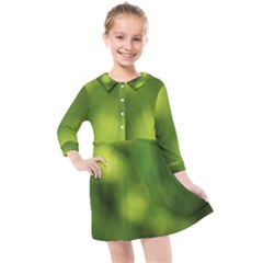 Green Vibrant Abstract No3 Kids  Quarter Sleeve Shirt Dress by DimitriosArt