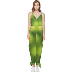 Green Vibrant Abstract No3 Sleeveless Tie Ankle Jumpsuit by DimitriosArt