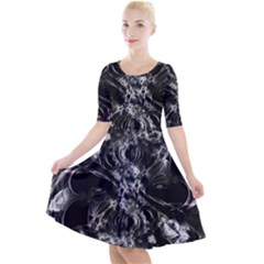 Celestial Diamonds Quarter Sleeve A-line Dress by MRNStudios