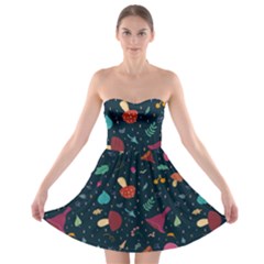 Bright Mushrooms Strapless Bra Top Dress by SychEva