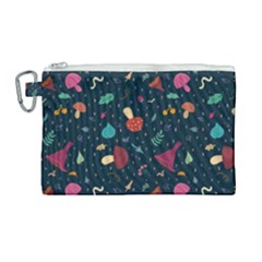 Bright Mushrooms Canvas Cosmetic Bag (large) by SychEva