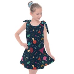 Bright Mushrooms Kids  Tie Up Tunic Dress by SychEva