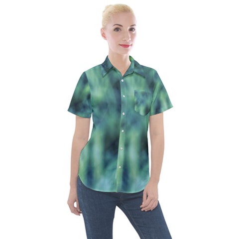 Blue Abstract Stars Women s Short Sleeve Pocket Shirt by DimitriosArt