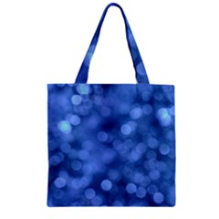 Light Reflections Abstract No5 Blue Zipper Grocery Tote Bag by DimitriosArt