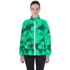 Light Reflections Abstract No10 Green Women s High Neck Windbreaker by DimitriosArt