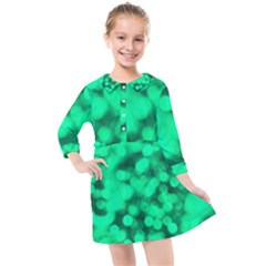 Light Reflections Abstract No10 Green Kids  Quarter Sleeve Shirt Dress by DimitriosArt