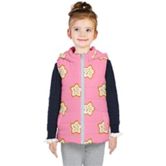 Cookies Pattern Pink Kids  Hooded Puffer Vest by Littlebird