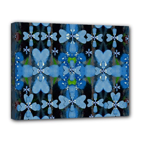 Rare Excotic Blue Flowers In The Forest Of Calm And Peace Canvas 14  X 11  (stretched) by pepitasart