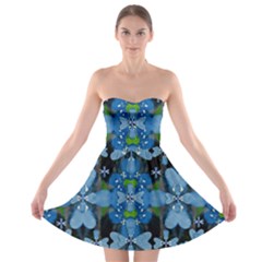 Rare Excotic Blue Flowers In The Forest Of Calm And Peace Strapless Bra Top Dress by pepitasart