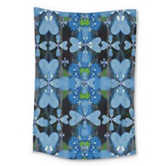 Rare Excotic Blue Flowers In The Forest Of Calm And Peace Large Tapestry by pepitasart