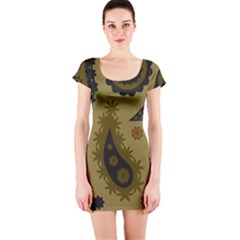 Floral Pattern Paisley Style Paisley Print  Doodle Background Short Sleeve Bodycon Dress by Eskimos