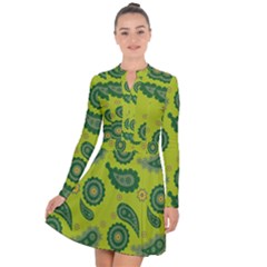 Floral Pattern Paisley Style Paisley Print  Doodle Background Long Sleeve Panel Dress by Eskimos