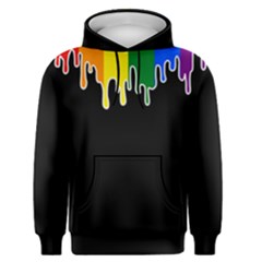 Gay Pride Flag Rainbow Drip On Black Blank Black For Designs Men s Core Hoodie by VernenInk