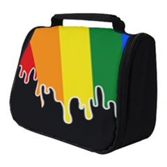 Gay Pride Flag Rainbow Drip On Black Blank Black For Designs Full Print Travel Pouch (small)