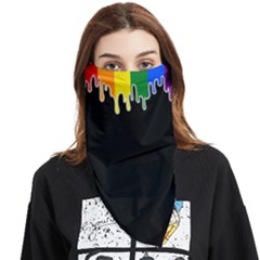 Gay Pride Flag Rainbow Drip On Black Blank Black For Designs Face Covering Bandana (triangle) by VernenInk