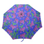 Pink Tigers On A Blue Background Folding Umbrellas