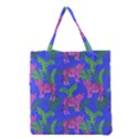 Pink Tigers On A Blue Background Grocery Tote Bag View2