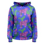 Pink Tigers On A Blue Background Women s Pullover Hoodie