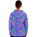 Pink Tigers On A Blue Background Women s Zipper Hoodie View2