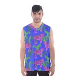 Pink Tigers On A Blue Background Men s Basketball Tank Top