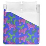 Pink Tigers On A Blue Background Duvet Cover (Queen Size)