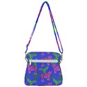 Pink Tigers On A Blue Background Zipper Messenger Bag View3