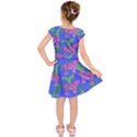 Pink Tigers On A Blue Background Kids  Short Sleeve Dress View2