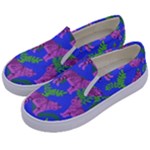Pink Tigers On A Blue Background Kids  Canvas Slip Ons