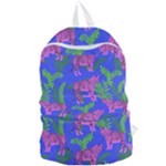 Pink Tigers On A Blue Background Foldable Lightweight Backpack