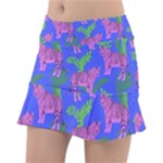Pink Tigers On A Blue Background Classic Tennis Skirt