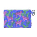 Pink Tigers On A Blue Background Canvas Cosmetic Bag (Large) View2