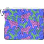 Pink Tigers On A Blue Background Canvas Cosmetic Bag (XXXL)