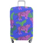 Pink Tigers On A Blue Background Luggage Cover (Large)