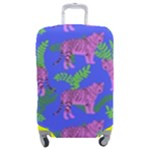 Pink Tigers On A Blue Background Luggage Cover (Medium)
