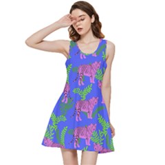 Pink Tigers On A Blue Background Inside Out Racerback Dress by SychEva