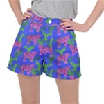 Pink Tigers On A Blue Background Ripstop Shorts