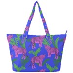 Pink Tigers On A Blue Background Full Print Shoulder Bag