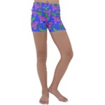 Pink Tigers On A Blue Background Kids  Lightweight Velour Yoga Shorts