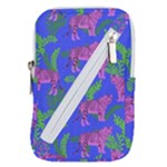 Pink Tigers On A Blue Background Belt Pouch Bag (Small)