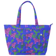 Pink Tigers On A Blue Background Back Pocket Shoulder Bag  by SychEva