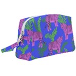 Pink Tigers On A Blue Background Wristlet Pouch Bag (Large)