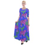 Pink Tigers On A Blue Background Half Sleeves Maxi Dress