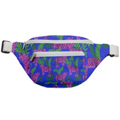 Pink Tigers On A Blue Background Fanny Pack by SychEva