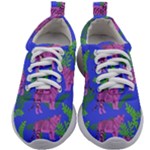 Pink Tigers On A Blue Background Kids Athletic Shoes