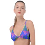 Pink Tigers On A Blue Background Knot Up Bikini Top