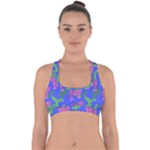 Pink Tigers On A Blue Background Cross Back Hipster Bikini Top 