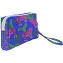 Pink Tigers On A Blue Background Wristlet Pouch Bag (Small) View2