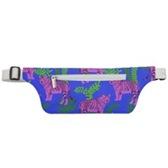 Pink Tigers On A Blue Background Active Waist Bag by SychEva